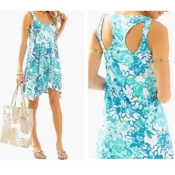 Lilly Pulitzer Dresses & Skirts - Lilly Pulitzer In A Pinch Monterey Pima Cotton Shift Tank Dress Size Large Blue
